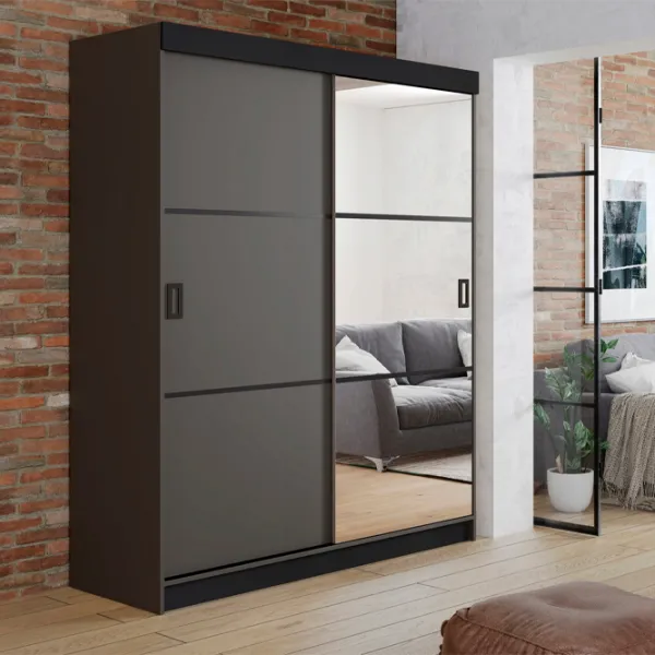 Шкаф Prime Furniture Retro 3 138 x 59см x 205 / ЛДСП / Black photo 2 Шкаф Prime Furniture Retro 3 138 x 59см x 205 / ЛДСП / Black photo 2