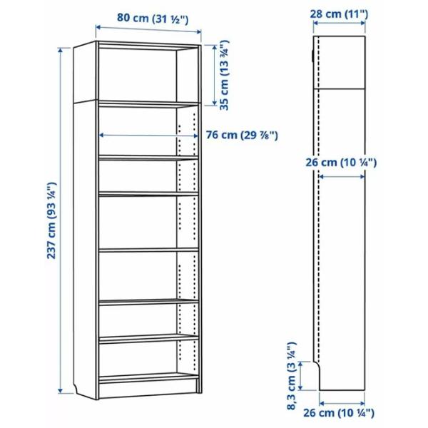 Стеллаж Ikea Billy 237см x 80см x 28см cm/ ЛДСП/ White photo 2