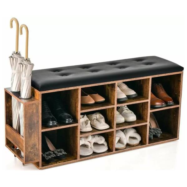 Etajeră banchetă Costway JV10876CF 52 x 110 x 30 cm/ MDF/ Brown photo 2