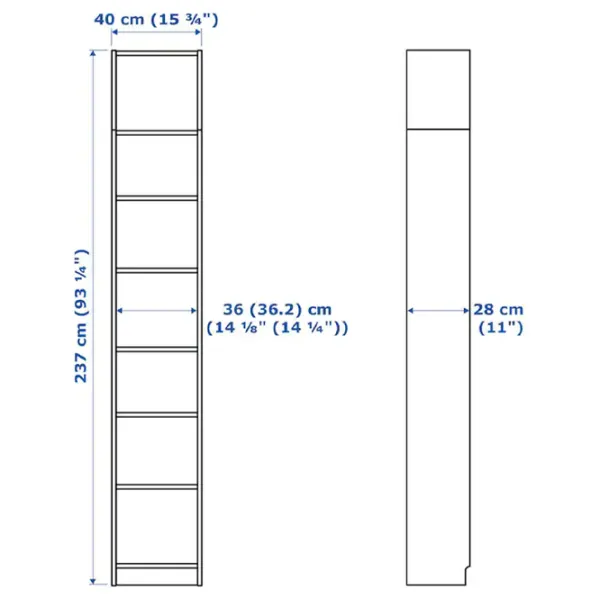 Etajeră Ikea Billy 237 x 40 x 28 cm/ PAL/ White photo 2