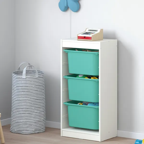 Стеллаж с контейнерами Ikea Trofast 94см x 30см x 46см cm/ ЛДСП/ White photo 2 Стеллаж с контейнерами Ikea Trofast 94см x 30см x 46см cm/ ЛДСП/ White photo 2