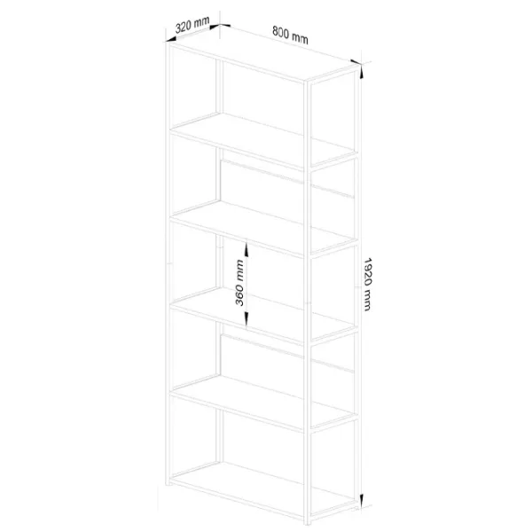 Стеллаж Akord Loft 80 6P 192см x 80см x 32см cm/ ЛДСП/ Black photo 2 Стеллаж Akord Loft 80 6P 192см x 80см x 32см cm/ ЛДСП/ Black photo 2