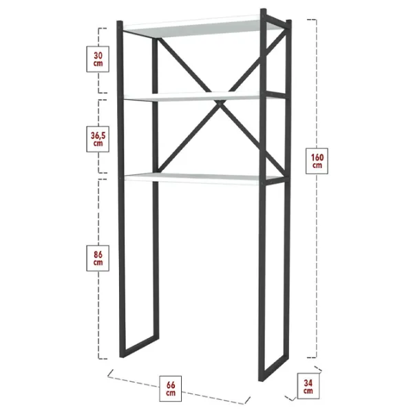Стеллаж Fabulous 5639905 160см x 66см x 34см cm/ Металл/ Black photo 2 Стеллаж Fabulous 5639905 160см x 66см x 34см cm/ Металл/ Black photo 2
