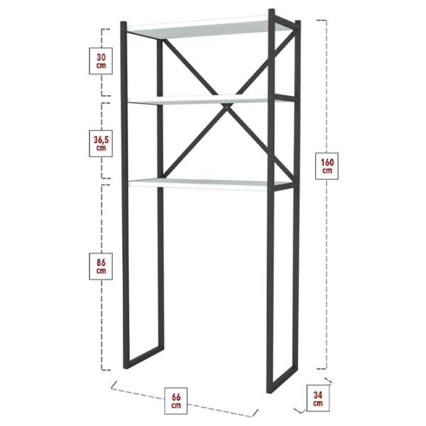 Стеллаж Fabulous 5639905 160см x 66см x 34см cm/ Металл/ Black photo 2 Стеллаж Fabulous 5639905 160см x 66см x 34см cm/ Металл/ Black photo 2