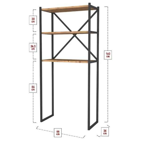 Стеллаж Fabulous 5639937 160см x 66см x 34см cm/ Металл/ Black photo 2 Стеллаж Fabulous 5639937 160см x 66см x 34см cm/ Металл/ Black photo 2