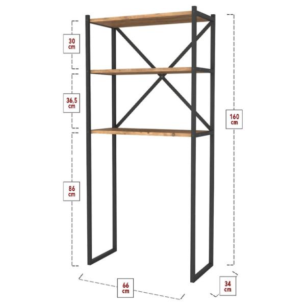 Стеллаж Fabulous 5639937 160см x 66см x 34см cm/ Металл/ Black photo 2 Стеллаж Fabulous 5639937 160см x 66см x 34см cm/ Металл/ Black photo 2