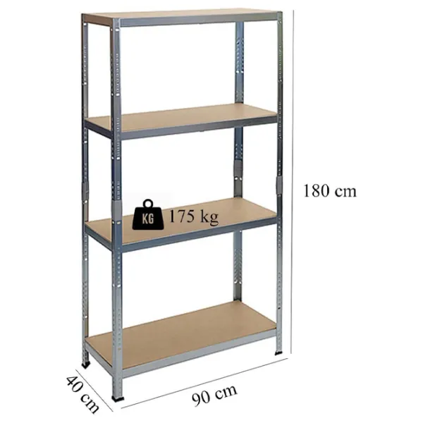 Etajeră Strend Pro Regal RAT20 MS 180 x 90 x 40 cm/ Metal/ Gray photo 2 Etajeră Strend Pro Regal RAT20 MS 180 x 90 x 40 cm/ Metal/ Gray photo 2