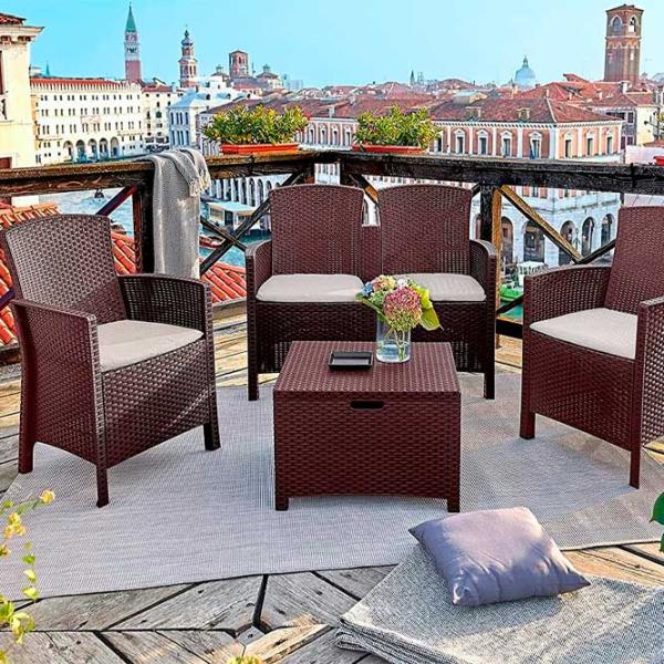 Set mobilă terasă Bica Lido 2 Storage Ratan artificial/ Polipropilenă/ Rattan artificial/ Brown photo 2