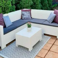 Set mobilă terasă Bica Nebraska Corner Ratan artificial/ Polipropilenă/ White photo 5