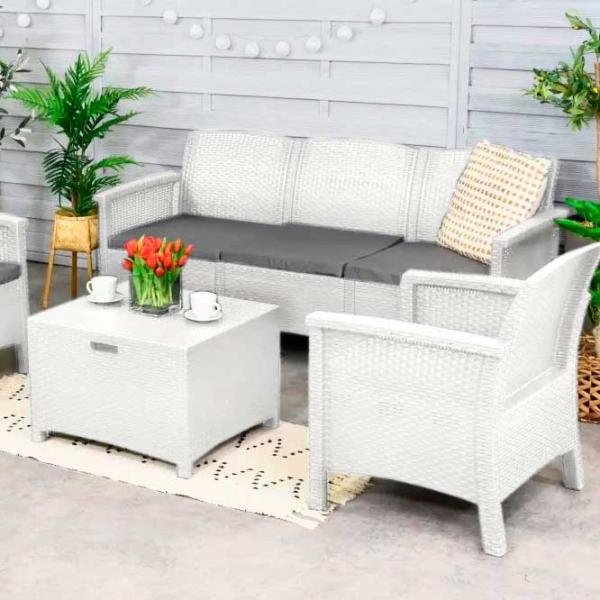 Set mobilă terasă Bica Venezia 3 Ratan artificial/ Polipropilenă/ Rattan artificial/ White photo 2