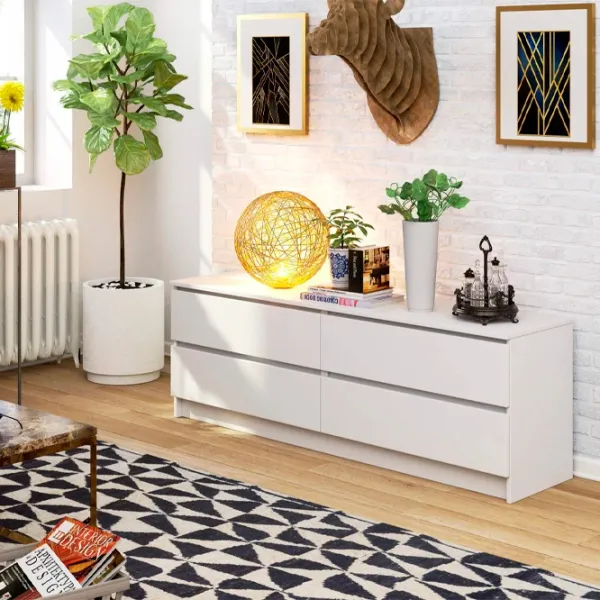 Comodă Akord K160 4SZ 55 x 160 x 40/ LPAL/ Alb photo 5