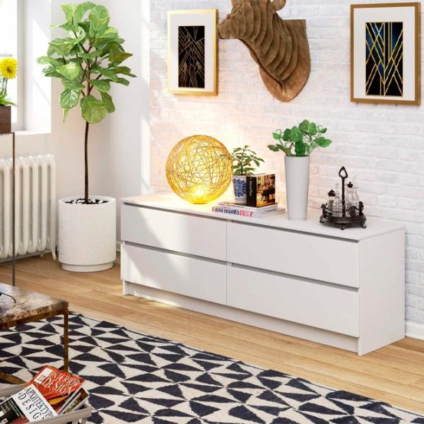 Comodă Akord K160 4SZ 55 x 160 x 40/ LPAL/ Alb photo 5