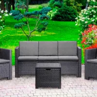 Set mobilă terasă Bica Colorado 3 Ratan artificial/ Polipropilenă/ Rattan artificial/ Graphite photo 3