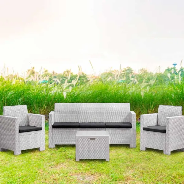 Set mobilă terasă Bica Nebraska 3 Ratan artificial/ Polipropilenă/ Rattan artificial/ Graphite photo 4