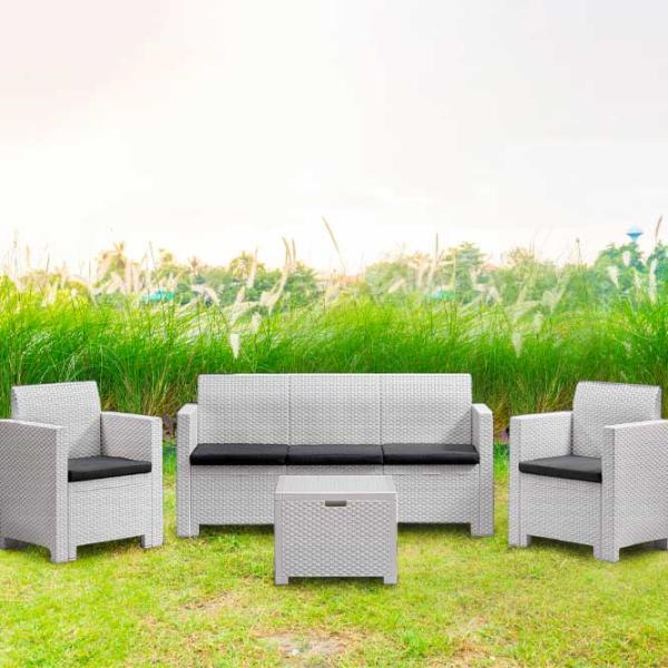 Set mobilă terasă Bica Nebraska 3 Ratan artificial/ Polipropilenă/ Rattan artificial/ Graphite photo 4