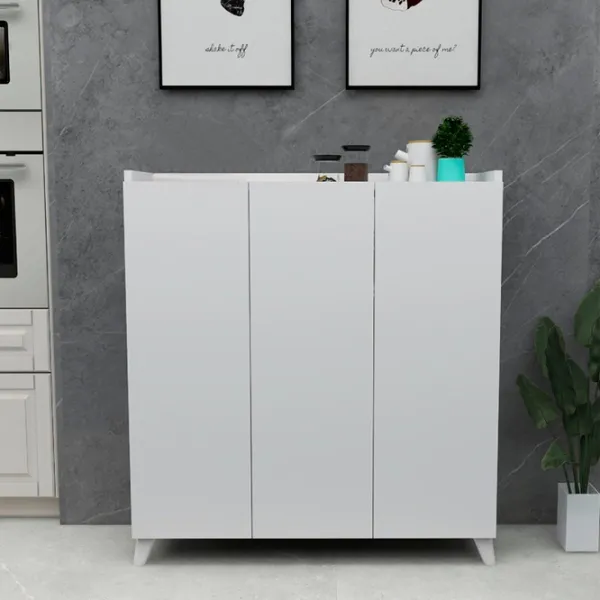 Comodă Fabulous Multifunctional Cabinet With 3 Doors 103.5 x 90 x 30/ PAL/ Alb photo 2