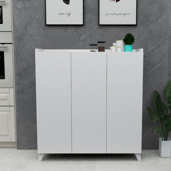 Comodă Fabulous Multifunctional Cabinet With 3 Doors 103.5 x 90 x 30/ PAL/ Alb photo 2