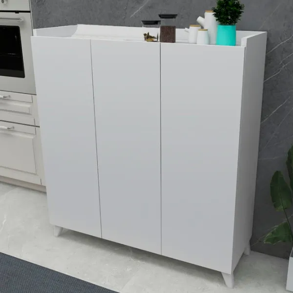 Comodă Fabulous Multifunctional Cabinet With 3 Doors 103.5 x 90 x 30/ PAL/ Alb photo 4