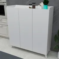 Comodă Bofigo Multifunctional Cabinet With 3 Doors 103.5 x 90 x 30 / PAL / Alb photo 4
