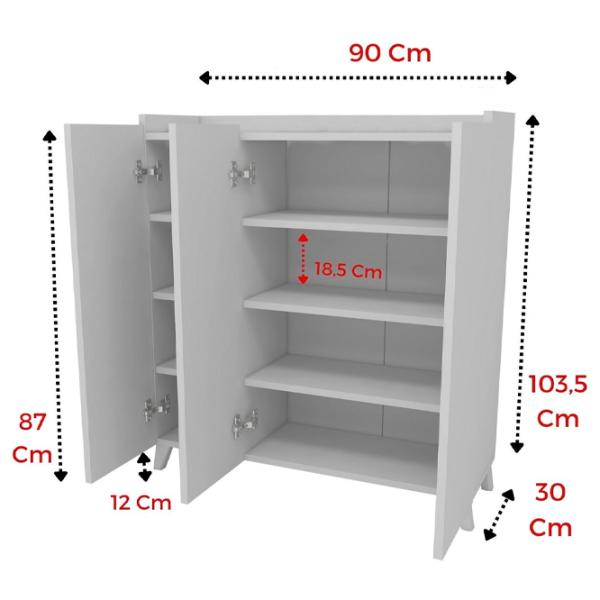 Comodă Fabulous Multifunctional Cabinet With 3 Doors 103.5 x 90 x 30/ PAL/ Alb photo 5