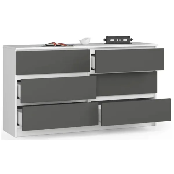 Comodă Akord K140 6SZ 77 x 138 x 40/ LPAL/ Grafit Gray photo 2