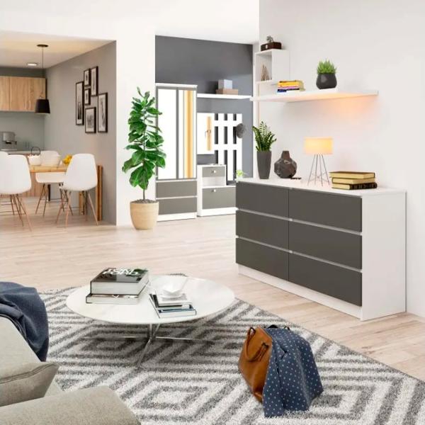 Comodă Akord K140 6SZ 77 x 138 x 40/ LPAL/ Grafit Gray photo 3