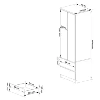 Dulap Akord Star S60 2D2SZ 2 Lustro 60.4 x 50.4 x 180 / PAL / Alb photo 4