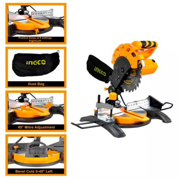 Fierăstrău pentru tăieri înclinate INGCO BMS14007 210 mm/ Yellow photo 3