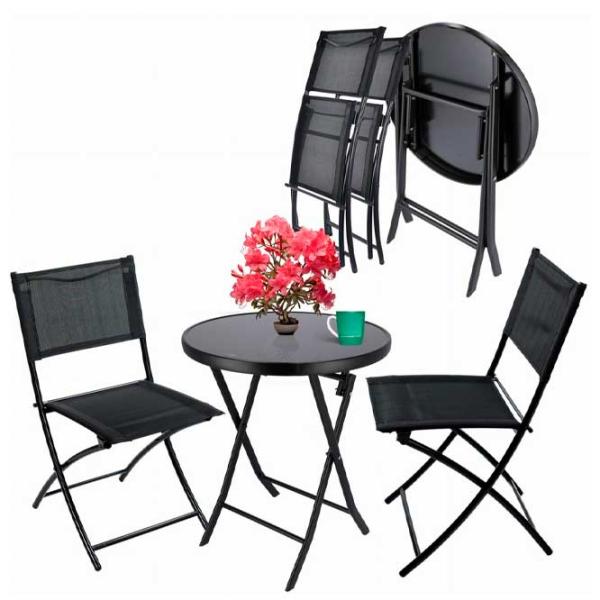 Set mobilă terasă Jumi OM-886094 Metal/ Sticlă/ Metal/ Black photo 5 Set mobilă terasă Jumi OM-886094 Metal/ Sticlă/ Metal/ Black photo 5
