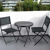 Set mobilă terasă Jumi OM-886094 Metal/ Sticlă/ Metal/ Black photo 6