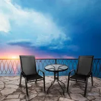 Set mobilă terasă Gardlov 23461 Metal/ Sticlă/ Stofă/ White photo 4