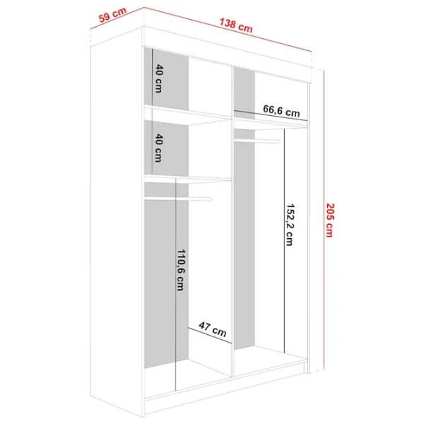 Dulap Prime Furniture Malani 138 x 59 x 205 / PAL / Stejar Craft Auriu photo 5