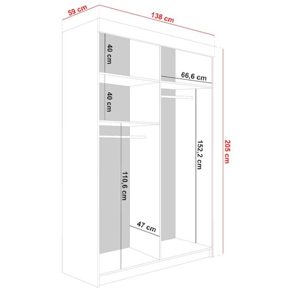 Dulap Prime Furniture Malani 138 x 59 x 205 / PAL / Stejar Craft Auriu photo 5