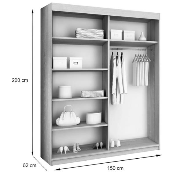 Шкаф Prime Furniture Top 25 Plus 150 x 62см x 200 / ЛДСП / Белый photo 2 Шкаф Prime Furniture Top 25 Plus 150 x 62см x 200 / ЛДСП / Белый photo 2