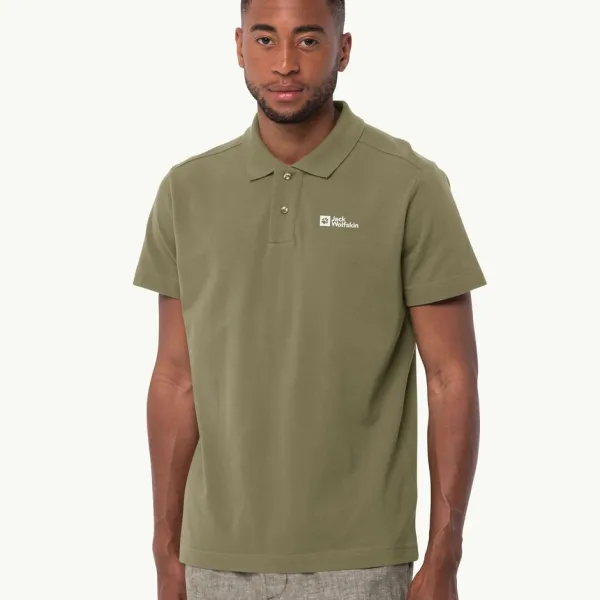 Tricou polo pentru bărbați Jack Wolfskin Essential Polo M Darkolivegreen photo 2 Tricou polo pentru bărbați Jack Wolfskin Essential Polo M Darkolivegreen photo 2