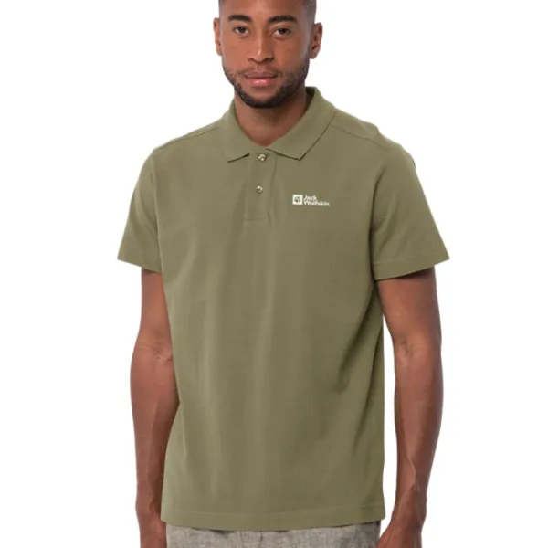 Футболка поло для мужчин Jack Wolfskin Essential Polo M Darkolivegreen photo 2
