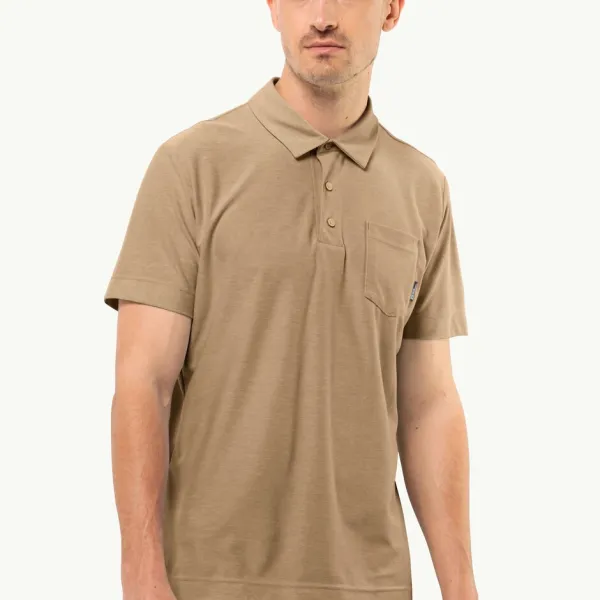 Tricou polo pentru bărbați Jack Wolfskin Terral Polo M Beige photo 2