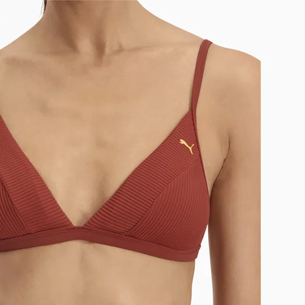 Sutien de baie pentru femei Puma Swim Women Ribbed Triangle Top 1P XL/ Brown photo 4 Sutien de baie pentru femei Puma Swim Women Ribbed Triangle Top 1P XL/ Brown photo 4