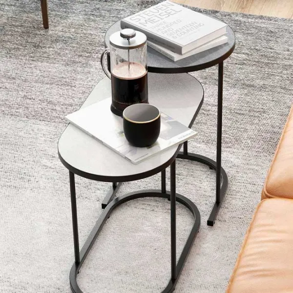 Set măsuțe de cafea Costway JV10742 5682015 White photo 5 Set măsuțe de cafea Costway JV10742 5682015 White photo 5