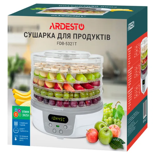 Сушка для овощей и фруктов Ardesto FDB-5321T  250 Вт / Белый photo 5