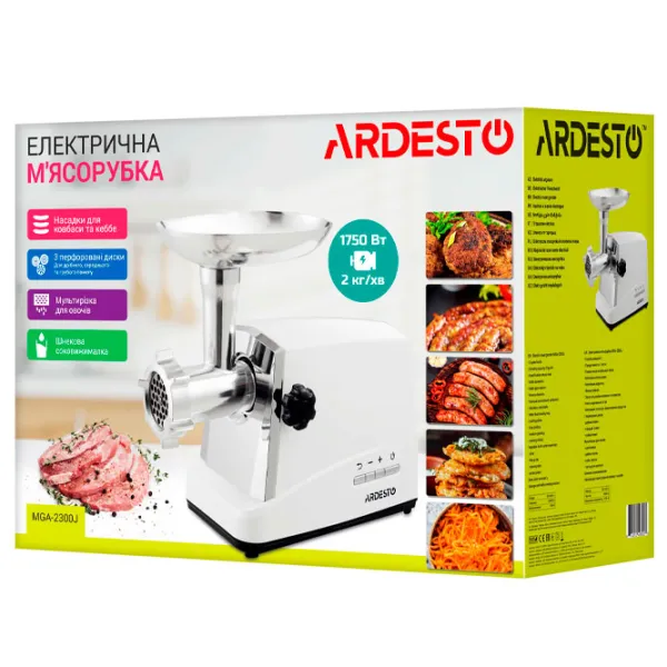 Mașină de tocat carne Ardesto MGA-2300J 2300 W/ 2 kg/ min/ White photo 8