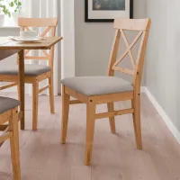 Scaun de bucătărie Ikea Ingolf Stofă/ Brown Beige photo 4