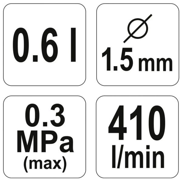 Aerograf Yato YT2341 0.6 l/ Inox photo 5