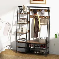 Dulap pentru antreu Costway HU10246CF Lemn/ Brown photo 2