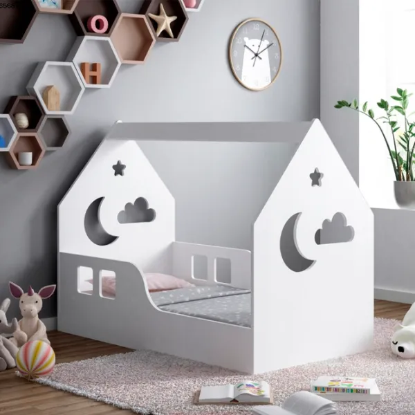Детская кровать Happy Babies House Cloud L03 80 x 160 см / ЛДСП / Белый photo 2