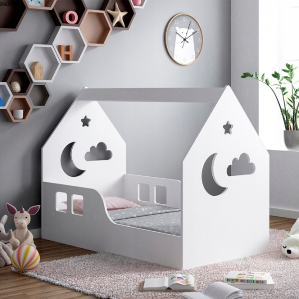 Детская кровать Happy Babies House Cloud L03 80 x 160 см / ЛДСП / Белый photo 2