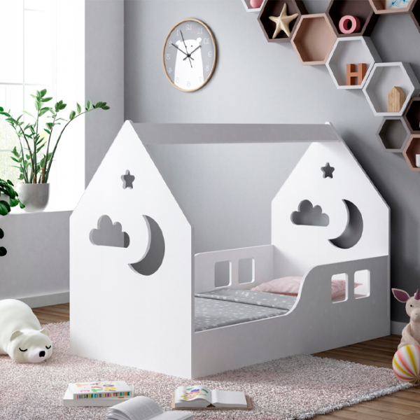 Детская кровать Happy Babies House Cloud L03 80 x 160 см / ЛДСП / Белый photo 5