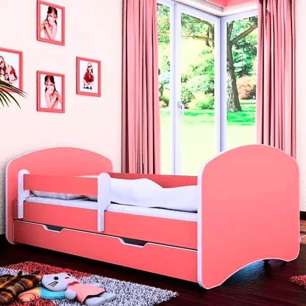 Pat pentru copii BellaLuni Happy III 90 x 180 cm/ PAL/ Pink photo 4 Pat pentru copii BellaLuni Happy III 90 x 180 cm/ PAL/ Pink photo 4