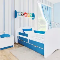 Pat pentru copii BellaLuni Happy 90 x 180 cm/ PAL/ Blue photo 5