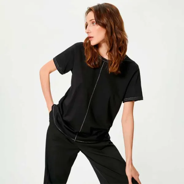 Tricou pentru femei Koton 4SAK50147EK 100% bumbac/ Black photo 3 Tricou pentru femei Koton 4SAK50147EK 100% bumbac/ Black photo 3